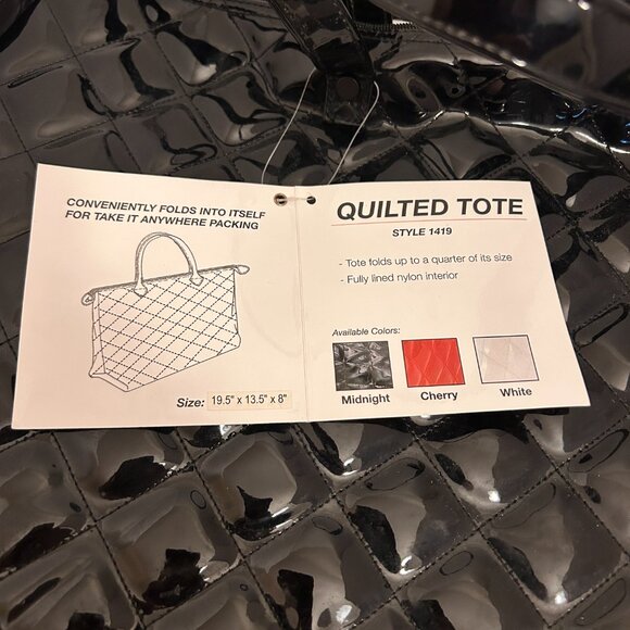 🖤 Athalon Quilted Tote Bag – “Midnight” Black Patent Finish (NWT) - Picture 3 of 9